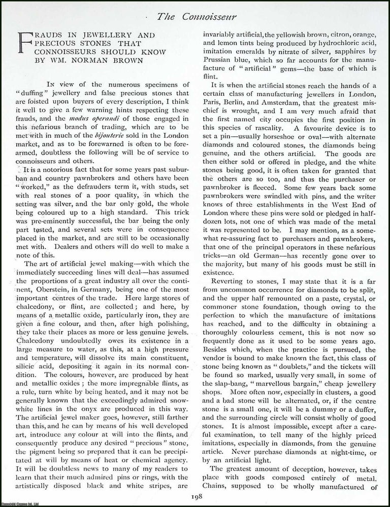 Item #501955 Frauds in Jewellery and Precious Stones that Connoisseurs should know. An original...