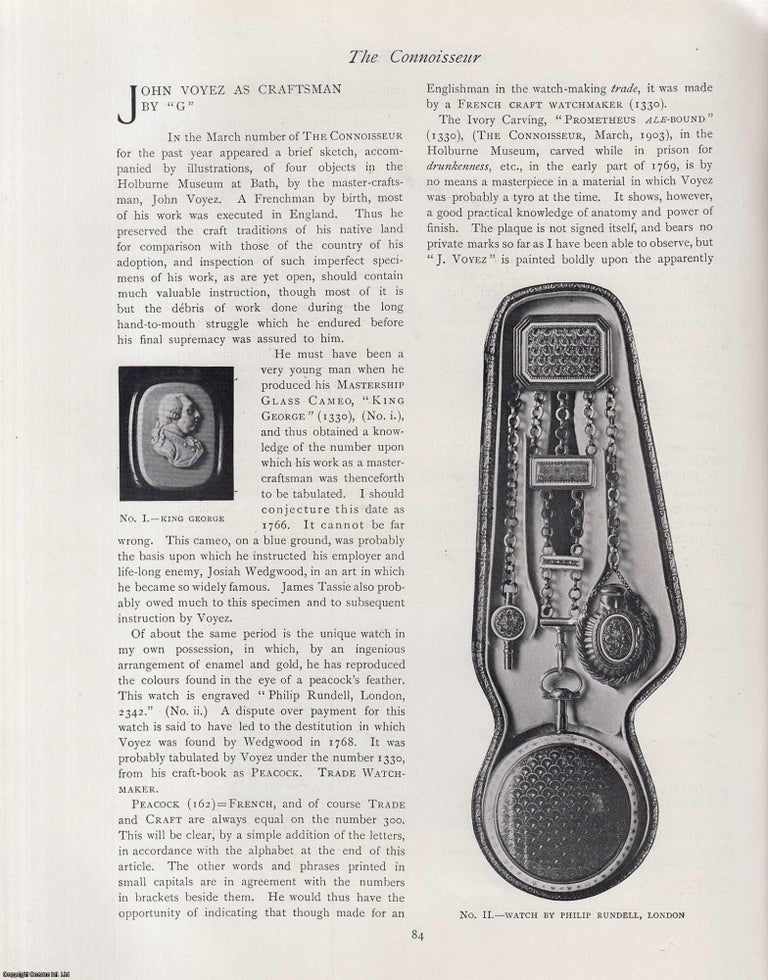 Item #502056 John Voyez as Craftsman. An original article from The Connoisseur, 1904. Stated.