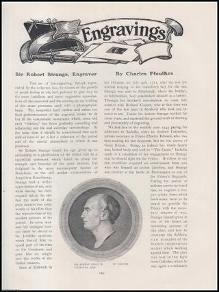 Item #502122 Sir Robert Strange, Engraver. An original article from The Connoisseur, 1905....
