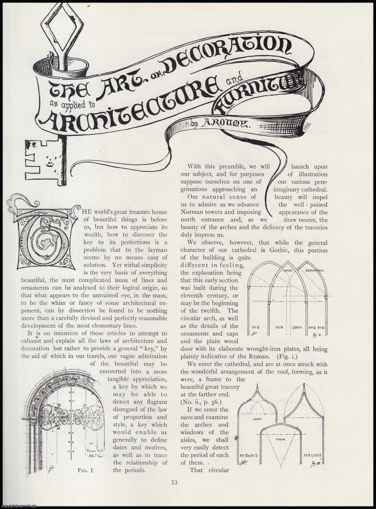 Item #502136 The Art or Decoration (part 1) as Applied to Architecture and Furniture. An original article from The Connoisseur, 1905. A. Roumy.