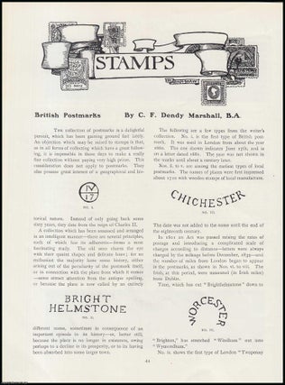 Item #502164 British Postmark Stamps. An original article from The Connoisseur, 1905. C F. Dendy...