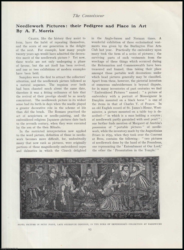 Item #502222 Pictorial Needlework : Origins, Techniques, & Tradition. An original article...