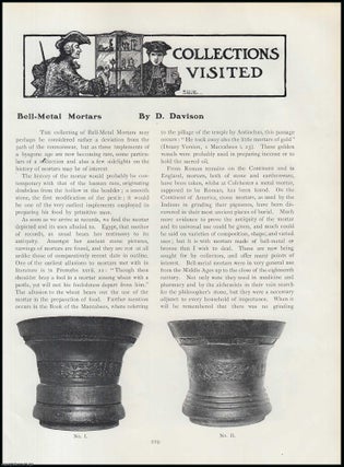 Item #502236 Bell Metal Mortars. An original article from The Connoisseur, 1906. D. Davison