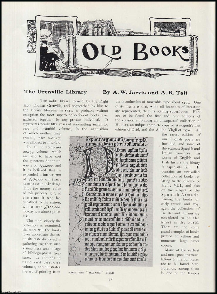 Item #502243 The Grenville Library. An original article from The Connoisseur, 1906. A W. Jarvis, A R. Tait.