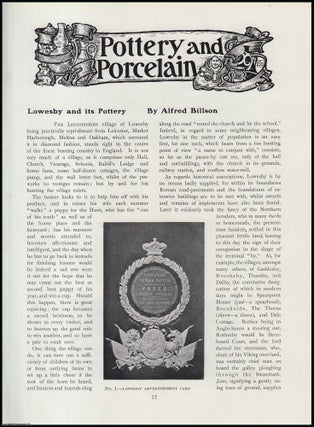 Item #502303 The Leicestershire Village of Lowesby and its Pottery. An original article from The...