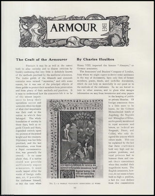 Item #502446 The Craft of The Armourer (making armour). An original article from The Connoisseur,...