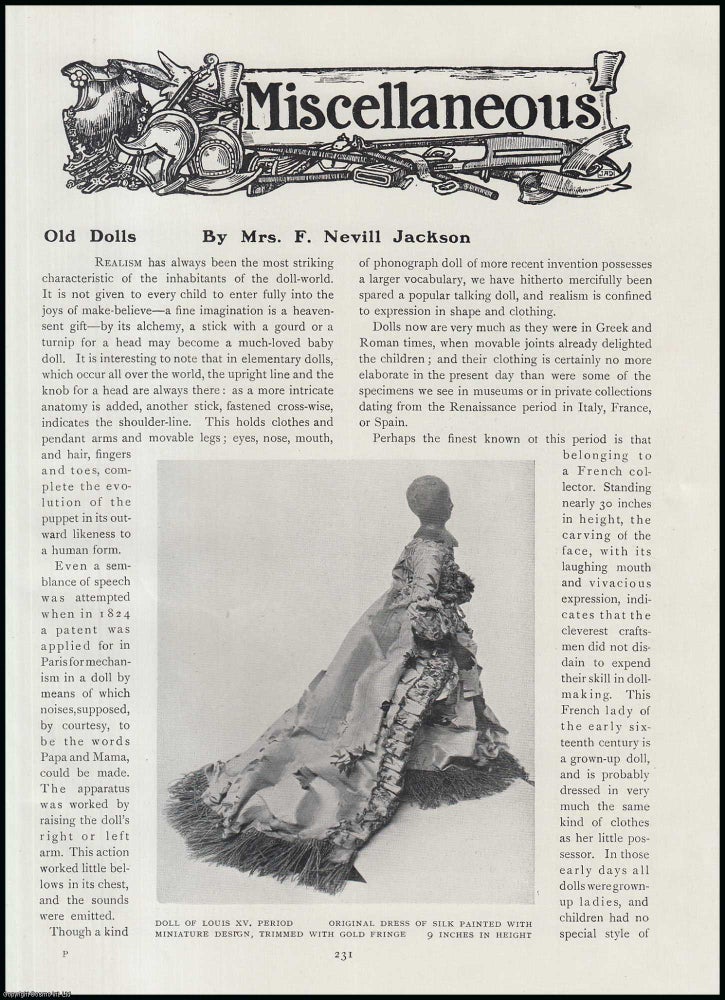 Item #502483 Old Dolls : Louis XV. An original article from The Connoisseur, 1909. Mrs. F. Nevill...