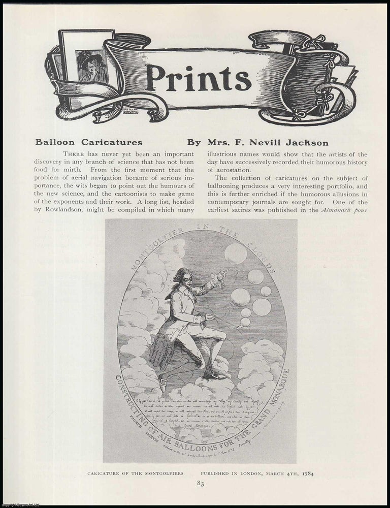 Item #502734 Balloon Caricatures of The Montgolfiers. An original article from The Connoisseur,...