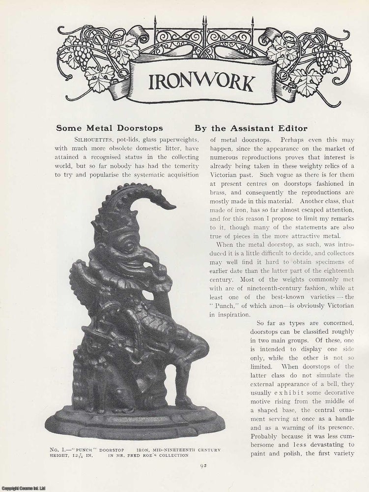 Item #502994 Some Metal Doorstops. An original article from The Connoisseur, 1925. Stated.