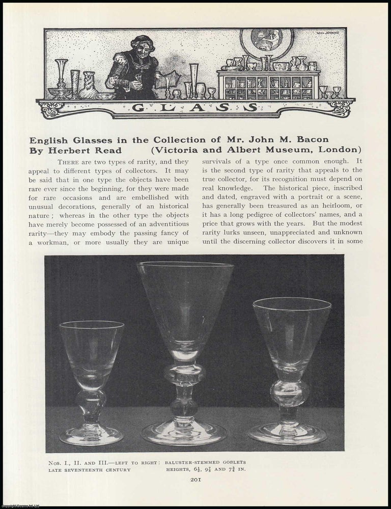Item #503038 English Drinking Glasses in The Collection of Mr. John M. Bacon. An original article...