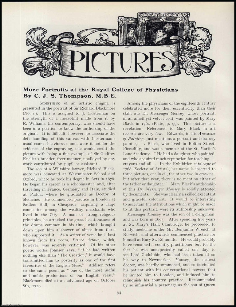 Item #503089 Sir Richard Blackmore ; Sir Henry Halford, Bart ; Sir Thomas Lawrence ; Richard...