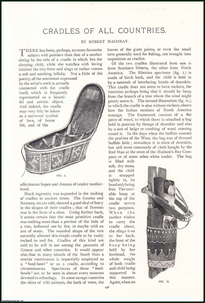 Item #504736 Cradles For Sleeping Children of all Countries. An uncommon original article from the Lady's Realm, 1909. Robert Machray.