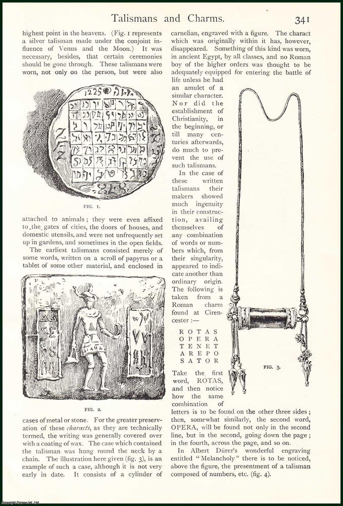 Item #504739 Talismans & Charms : at once bring before the mind the whole mystical, magical world of dreams, wherein, for ever, dwell youth, love & romance. An uncommon original article from the Lady's Realm, 1909. Robert Machray.