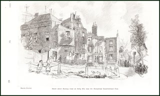 A House where Romney Lived on Holly Hill ; One of The Oldest Houses in Church Row ; Frogmal House ; The Garden of The Spaniards Inn. A Series of Six Drawings by Hanslip Fletcher Illustrating Some of The Old Houses still Standing in this Historic Part of London, Hampstead : A Classic Suburb. An uncommon original article from the Lady's Realm, 1909.