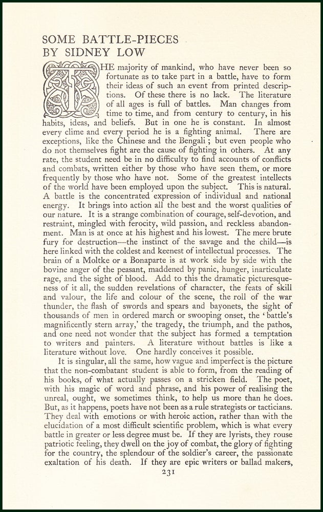 Item #504766 Some Battle-Pieces. An uncommon original article from the Anglo Saxon Review, 1899. Sidney Low.
