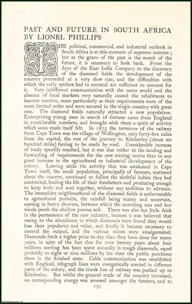 Item #504769 Past & Future in South Africa. An uncommon original article from the Anglo Saxon...