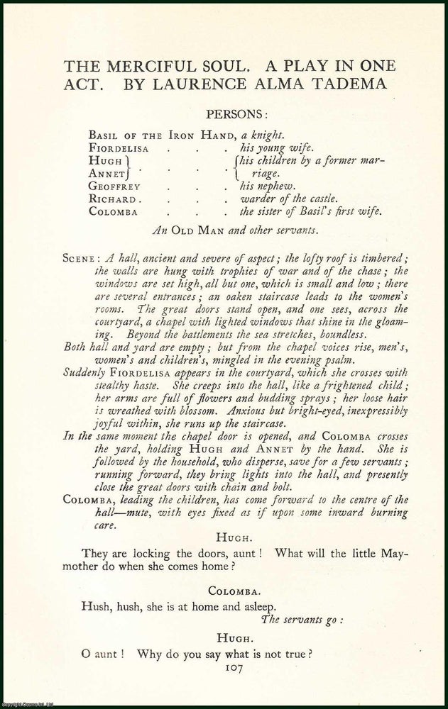 Item #504775 The Merciful Soul : A Play in One Act. An uncommon original article from the Anglo...