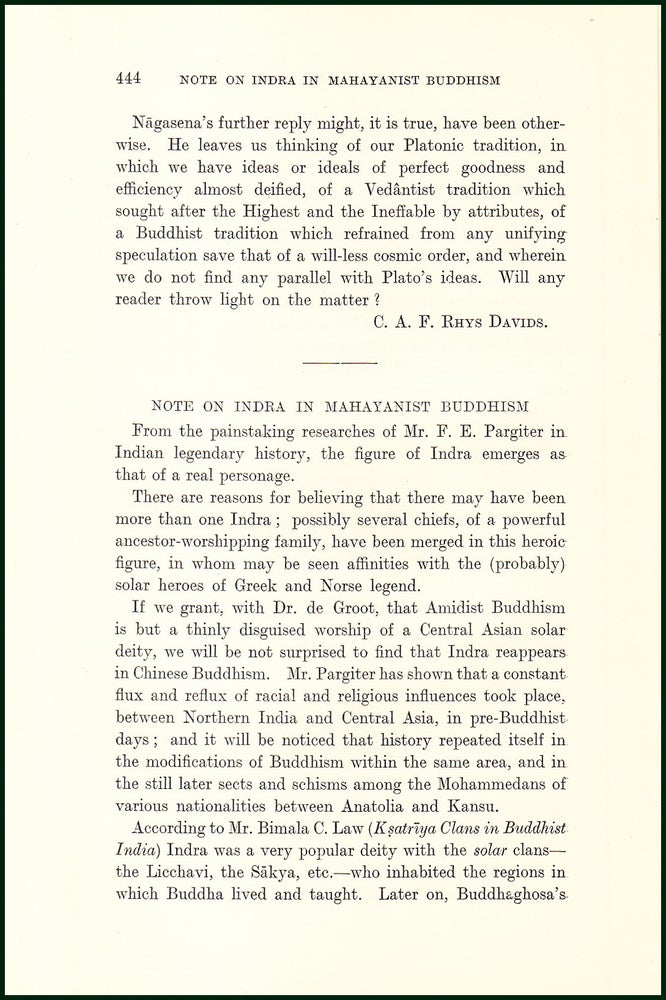 Item #504815 Indra in Mahayanist Buddhism. An uncommon original article from the Royal Asiatic...