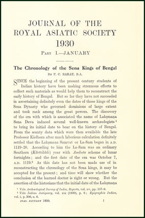 Item #504817 The Chronology of The Sena Kings of Bengal. An uncommon original article from the...