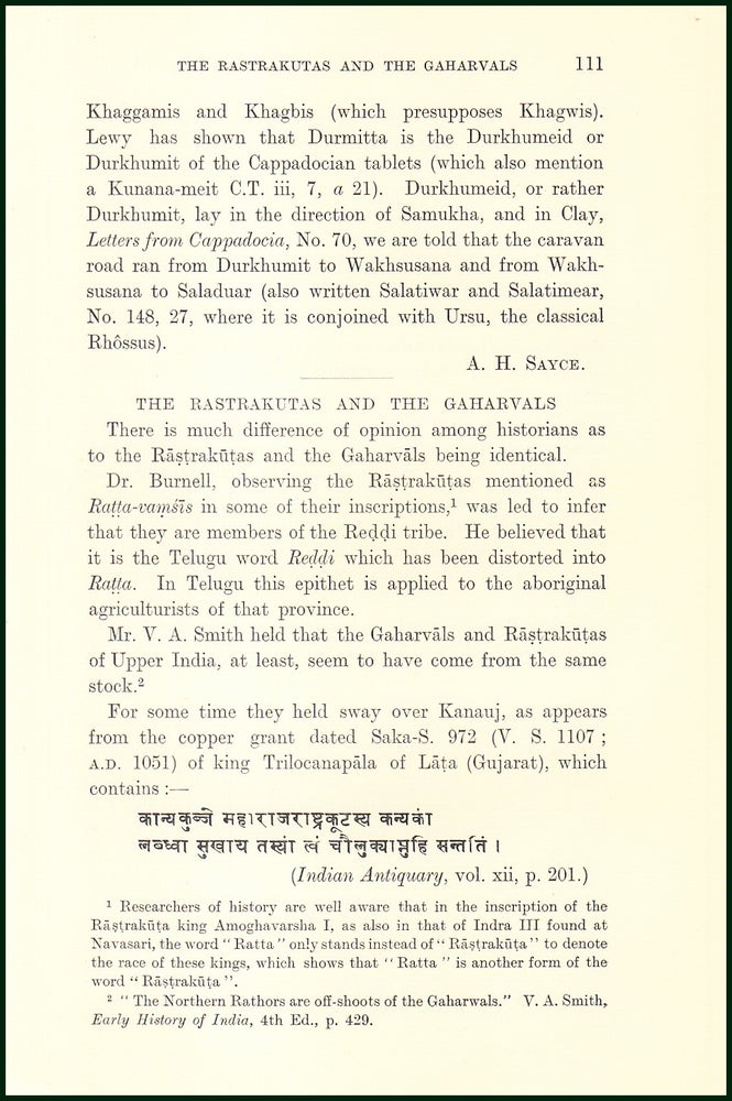 Item #504820 The Rastrakutas & The Gaharvals. An uncommon original article from the Royal Asiatic Society , 1930. Sahityacarya Pandit Bisheshwar Nath Reu.