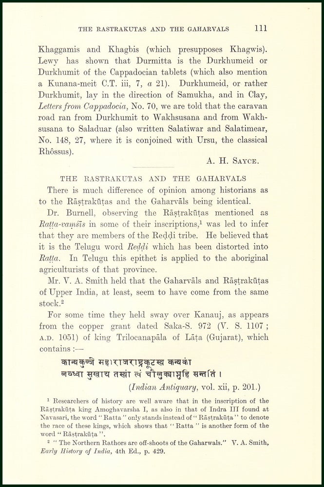 Item #504820 The Rastrakutas & The Gaharvals. An uncommon original article from the Royal...