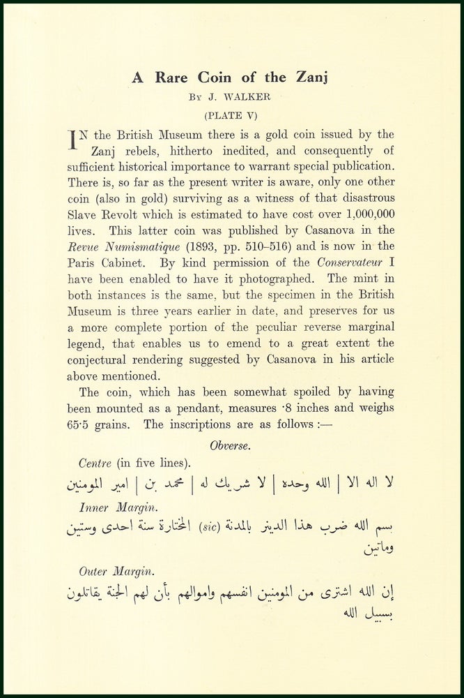 Item #504829 An uncommon Coin of The Zanj. An uncommon original article from the Royal Asiatic...