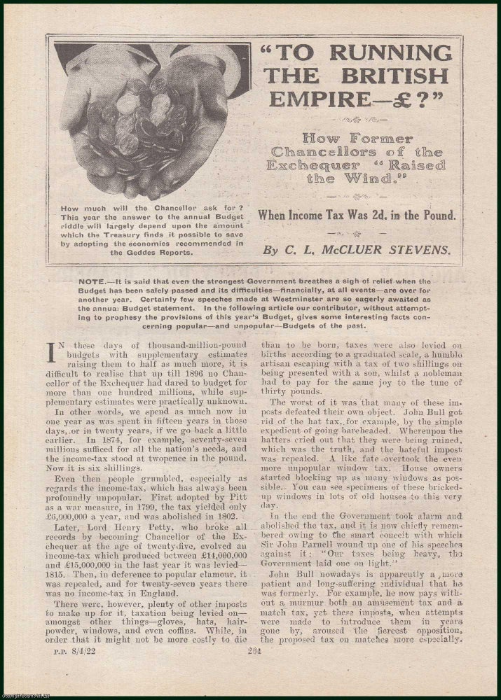 Item #504870 To Running The British Empire : how Former Chancellors of the Exchequer Raised the...