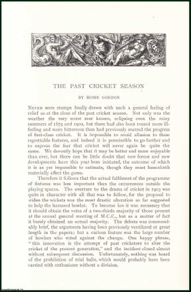 Item #504958 The Past Cricket Season, Summer of 1879-1902. An uncommon original article from the...