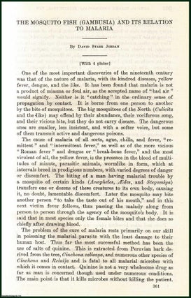 The Mosquito Fish (Gambusia) and its Relation to Malaria. An original article from the Report of the Smithsonian Institution, 1926.