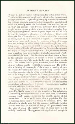 Item #505184 Russian Railways. An uncommon original article from The Fortnightly Review, 1868....