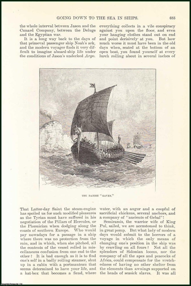 Item #505271 The Argo ; The Danish Raven ; The Bucentaur & others : Going Down To The Sea in Ships. An uncommon original article from the Harper's Monthly Magazine, 1886. Phil Robinson.