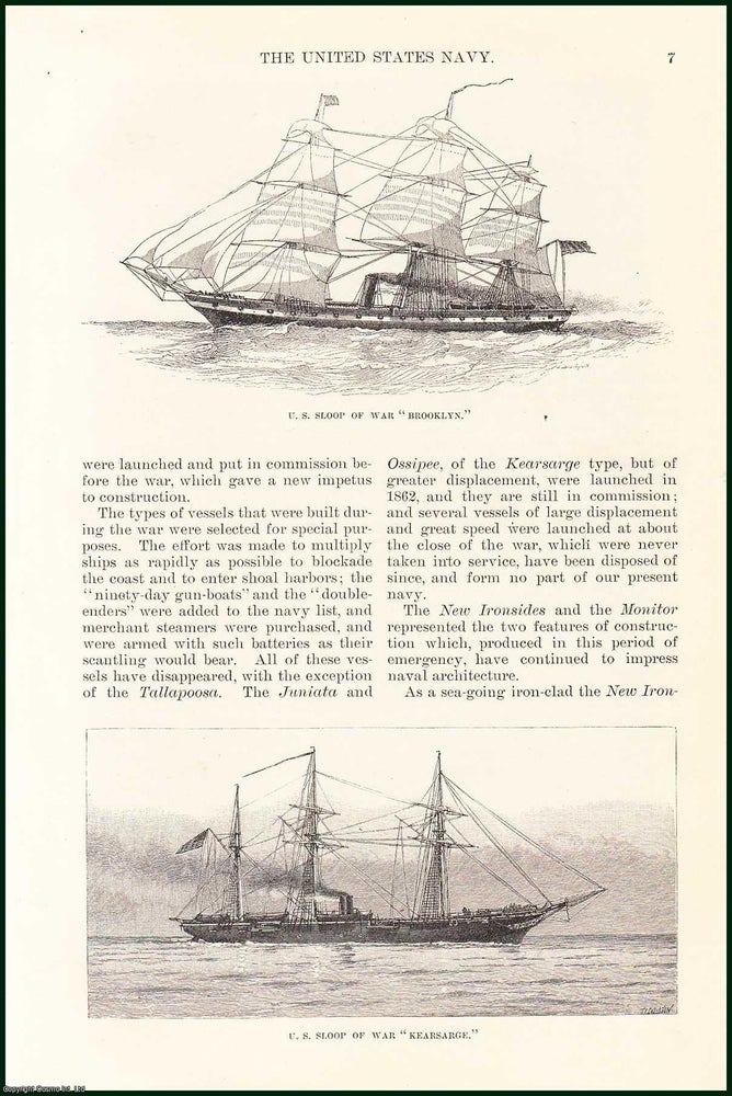 Item #505276 The United States Navy in Transition : The maritime service branch of the United States Armed Forces & one of the eight uniformed services of the United States. An uncommon original article from the Harper's Monthly Magazine, 1886. Rear- Admiral Edward Simpson.