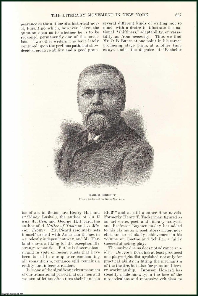 Item #505296 The Literary Movement in New York : Edmund Clarence Stedman ; Richard Henry Stoddard ; W.H. Bishop ; Richard Watson Gilder ; Edward Eggleston & others. An uncommon original article from the Harper's Monthly Magazine, 1886. George Parsons Lathrop.