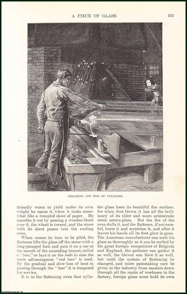 Item #505304 A Piece of Glass : Great American Industries. An uncommon original article from the Harper's Monthly Magazine, 1889. GLASS MAKING.
