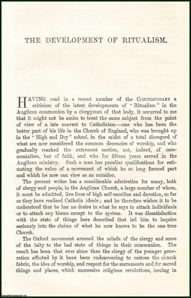 Item #505369 The Development of Ritualism. An uncommon original article from the Contemporary...