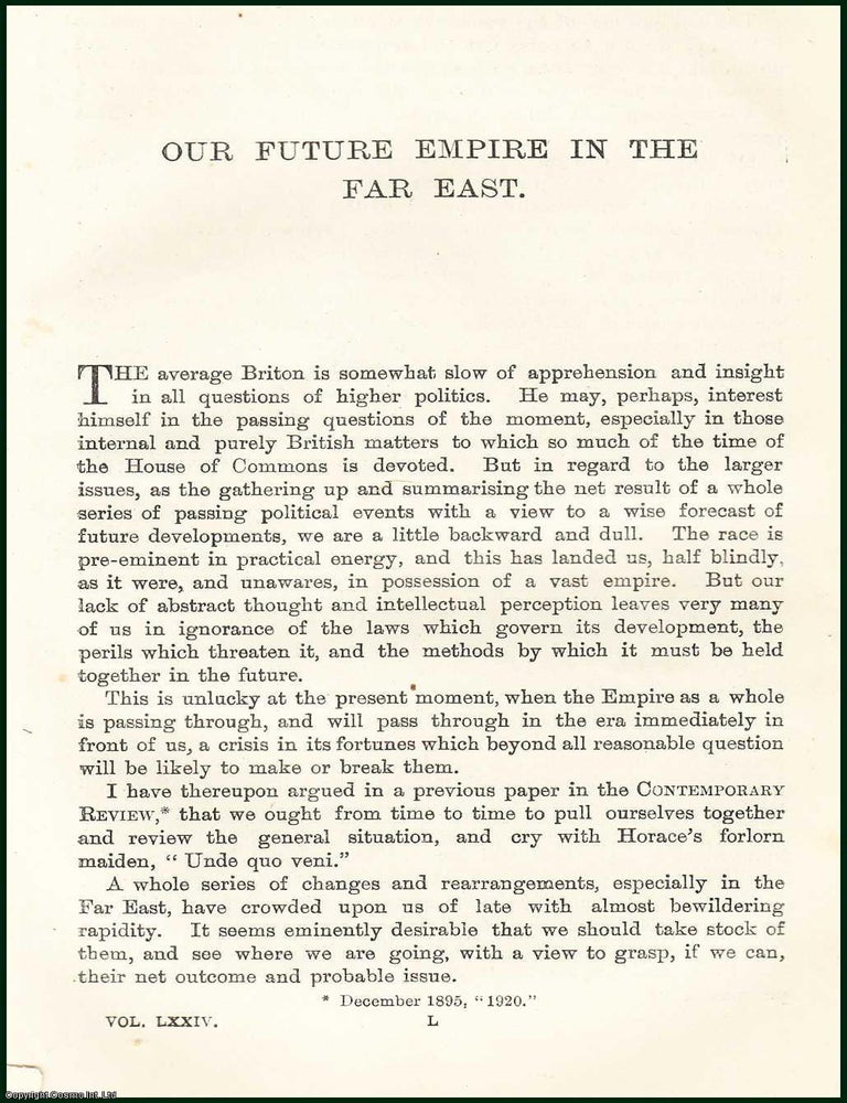 Item #505372 Our Future Empire in The Far East. An uncommon original article from the...
