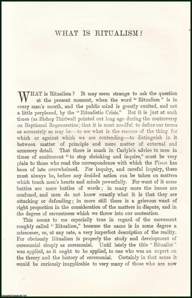 Item #505395 What is Ritualism. An uncommon original article from the Contemporary Review, 1898....