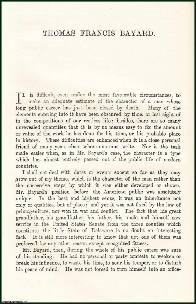 Item #505396 Thomas Francis Bayard : An American lawyer, politician & diplomat from...