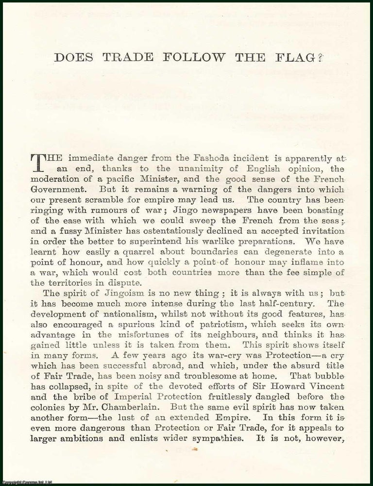 Item #505404 Does Trade Follow The Flag. An uncommon original article from the Contemporary...