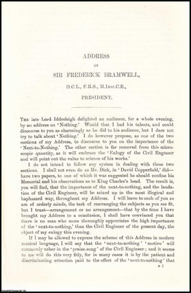 Item #505784 Sir Frederick Bramwell, Presidential Address, 1888 to the British Association,...