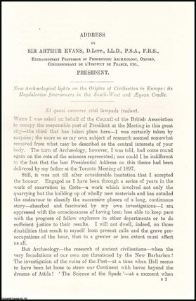 Item #505808 Sir Arthur Evans, Presidential Address, 1916 to the British Association, Meeting at...