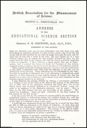 Item #505850 Principal E.H. Griffiths, Presidential Address, 1913 to the British Association,...