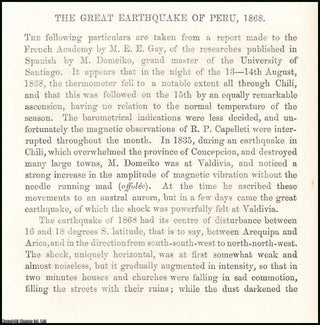Item #506190 The Great Earthquake of Peru, 1868. An original uncommon article from the...