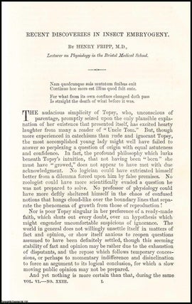 Recent Discoveries in Insect Embryogeny. An uncommon original article from the Popular Science Review 1867.