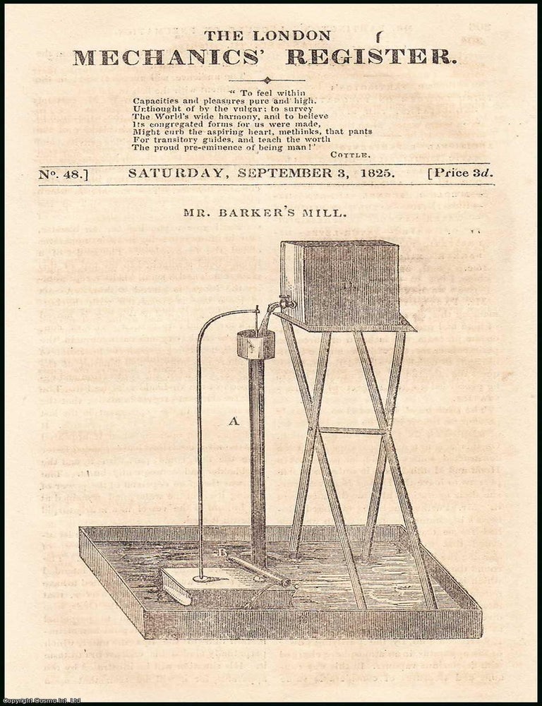 Item #506256 Mr. Sturgeon's Lectures on Electro-Magnetism ; Mr. Barker's Mill ; Mr....