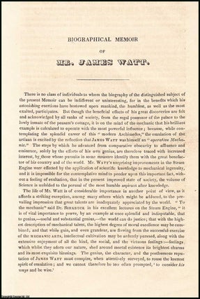 Item #506262 Mr. James Watt, Mechanical Engineer : Biographical Memoir. An uncommon original...