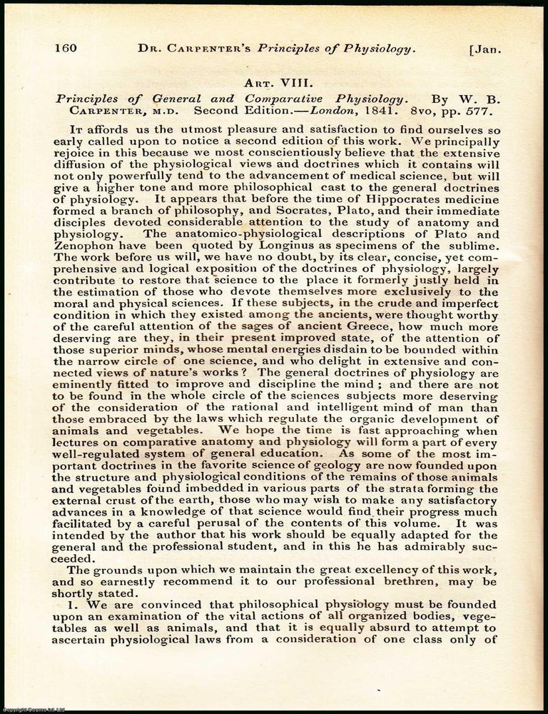 Item #506270 Principles of General & Comparative Physiology. 9 pages. An article printed in...