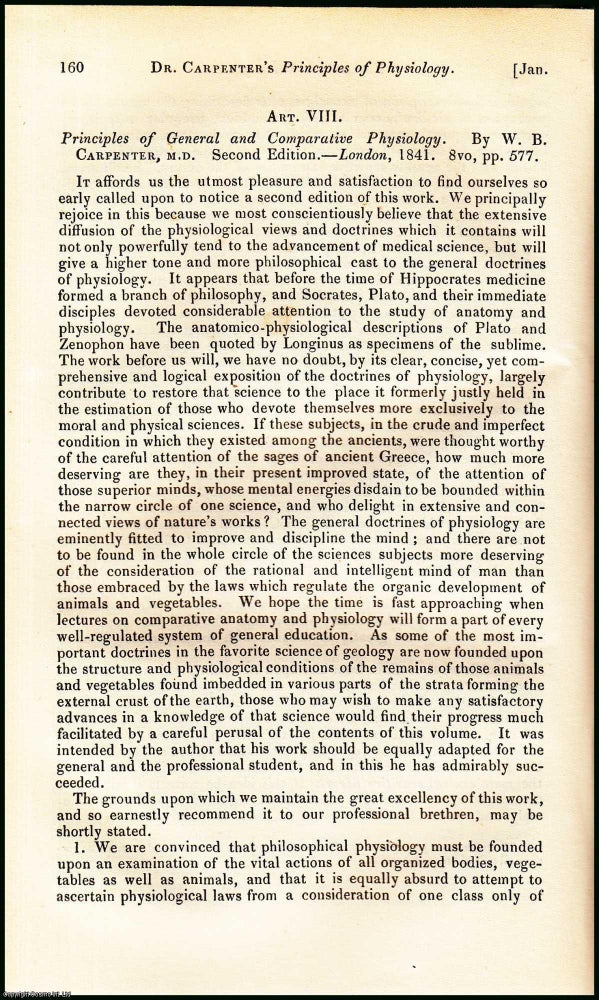 Item #506270 Principles of General & Comparative Physiology. 9 pages. An article printed in...