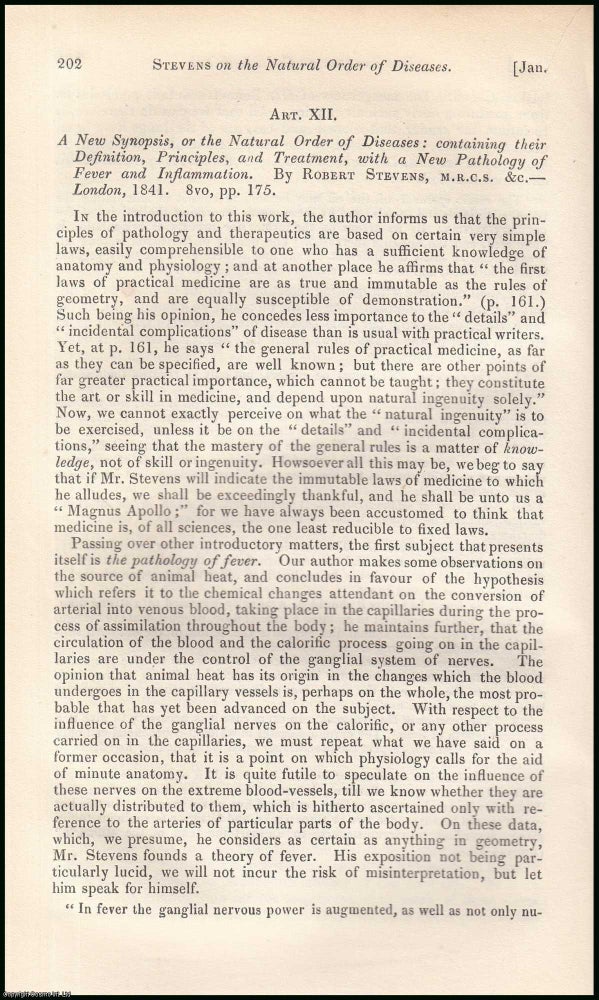 Item #506274 A New Synopsis, or the Natural Order of Diseases : Containing their Definition,...