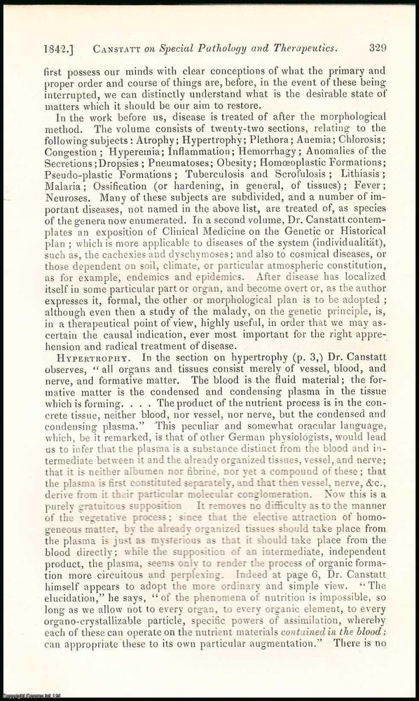 Item #506279 Pathology & Therapeutics, Founded on Clinical Observation. 21 pages. An article...
